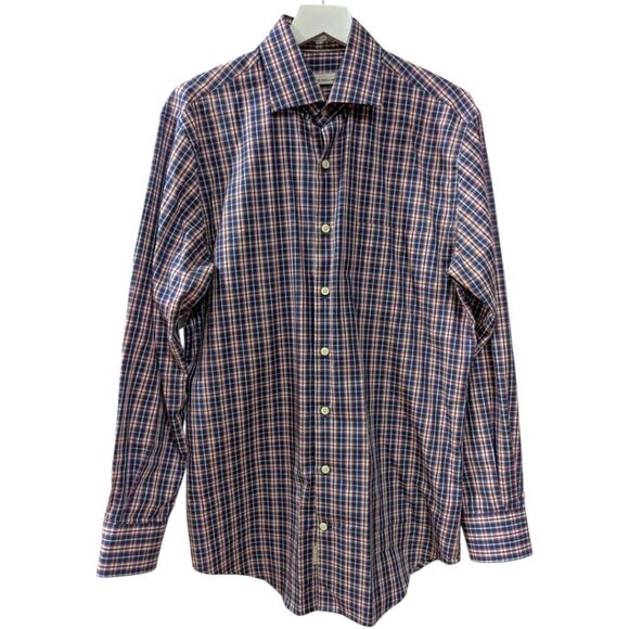 Peter Millar Other - Peter Millar Men's M Cotton Checkered Button Down Long Sleeve Shirt Chest Pocket